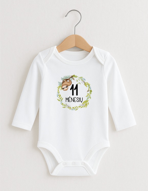 Smėlinukai kūdikiams su mėnesių užrašais "Tinginėlis" (pasirinkite reikiamą mėnesį)