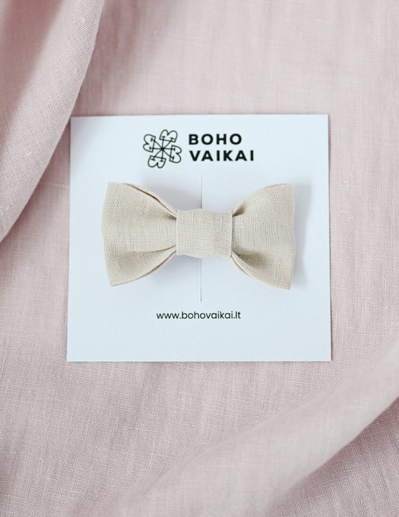 Smėlio spalvos, lino kaspinas mergaitei