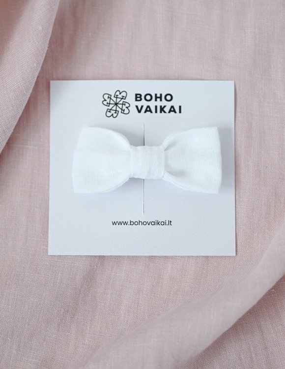 Baltas lino kaspinas mergaitei