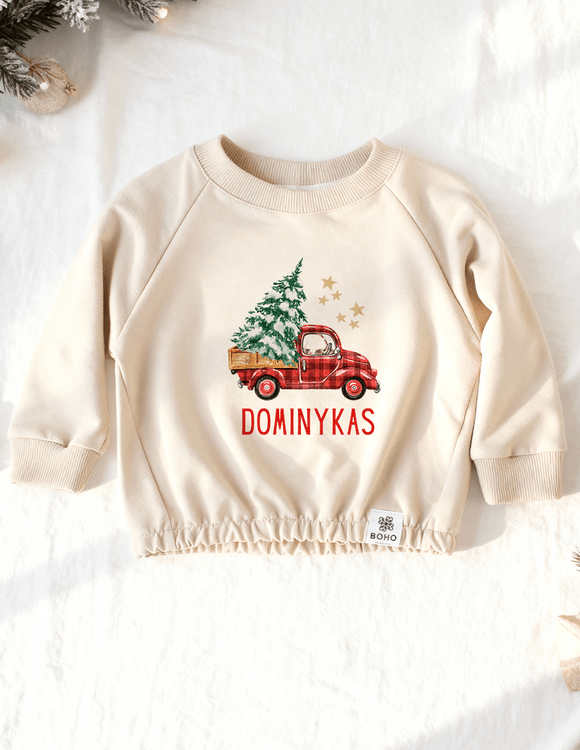 Personalizuotas kalėdinis džemperis vaikui "ATVAŽIUOJA KALĖDOS" 3