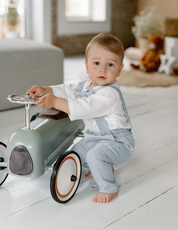 Žydras, lininis krikšto kostiumėlis berniukui "Jokūbas" (trijų dalių) 1