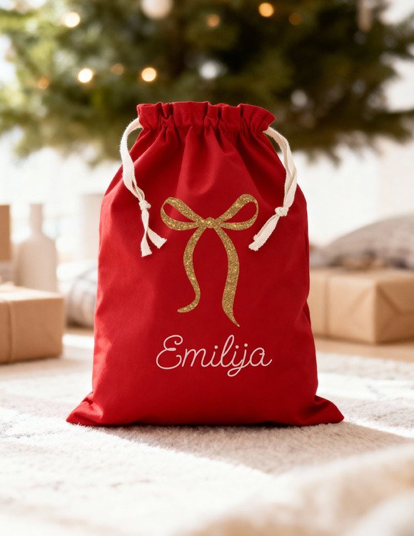 Kalėdinis, medžiaginis dovanų maišelis (2 dydžiai)