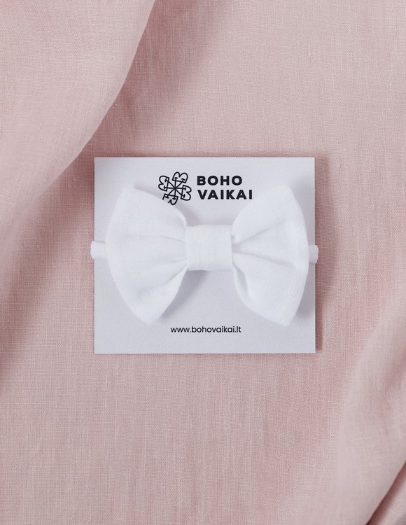 Galvajuostė su baltu, lininiu kaspinu