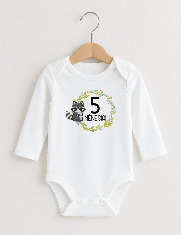 Smėlinukai kūdikiams su mėnesių užrašais "Meškėnas" (pasirinkite reikiamą mėnesį)