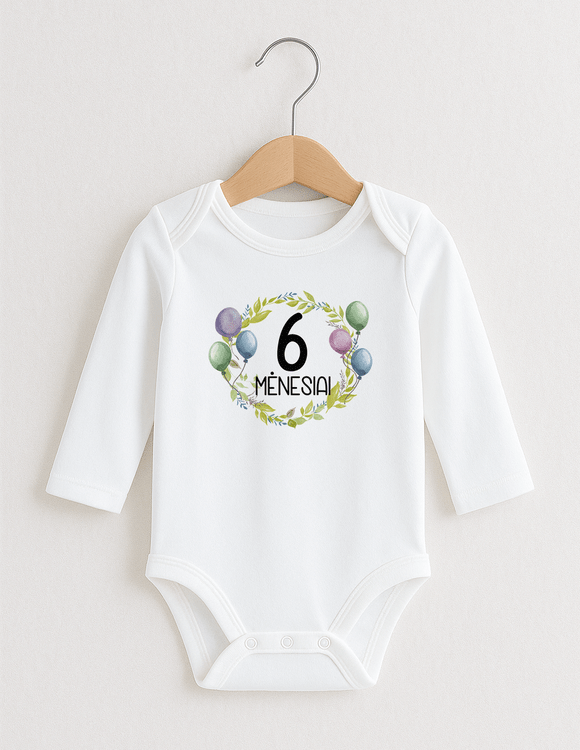 Smėlinukai kūdikiams su mėnesių užrašais "Balionėliai" (pasirinkite reikiamą mėnesį)