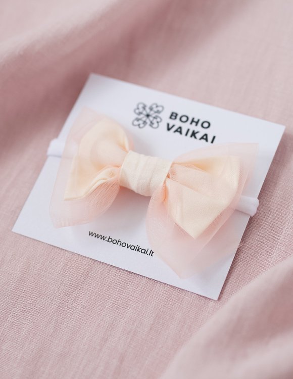 Galvajuostė su persikų spalvos kaspinu 1