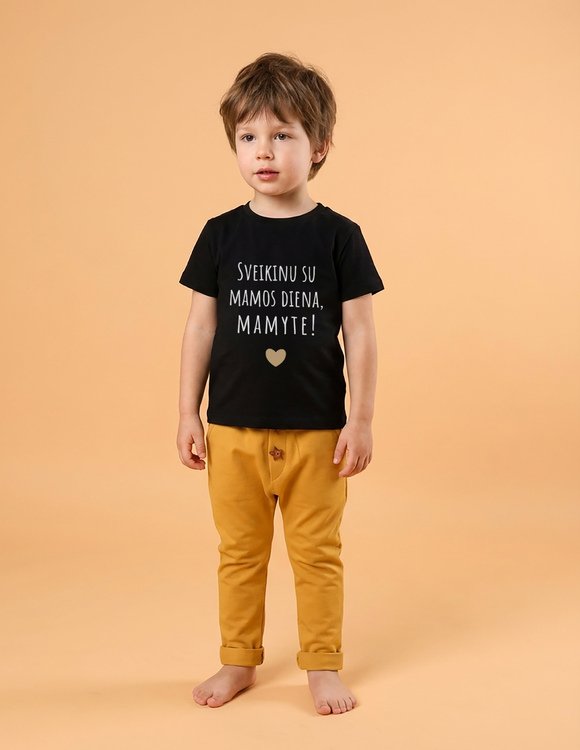 Juodi marškinėliai vaikui "MAMOS DIENA" 2