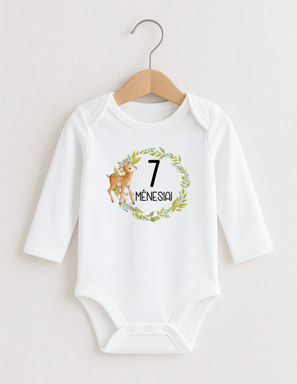 Smėlinukai kūdikiams su mėnesių užrašais "Stirniukas" (pasirinkite reikiamą mėnesį)