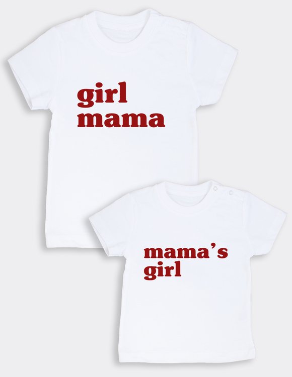 Marškinėlių rinkinys mamai ir dukrai "Girl mama" 
