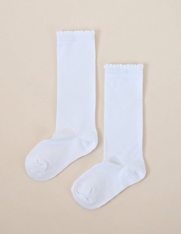 Baltos vaikiškos kojinės iki kelių 