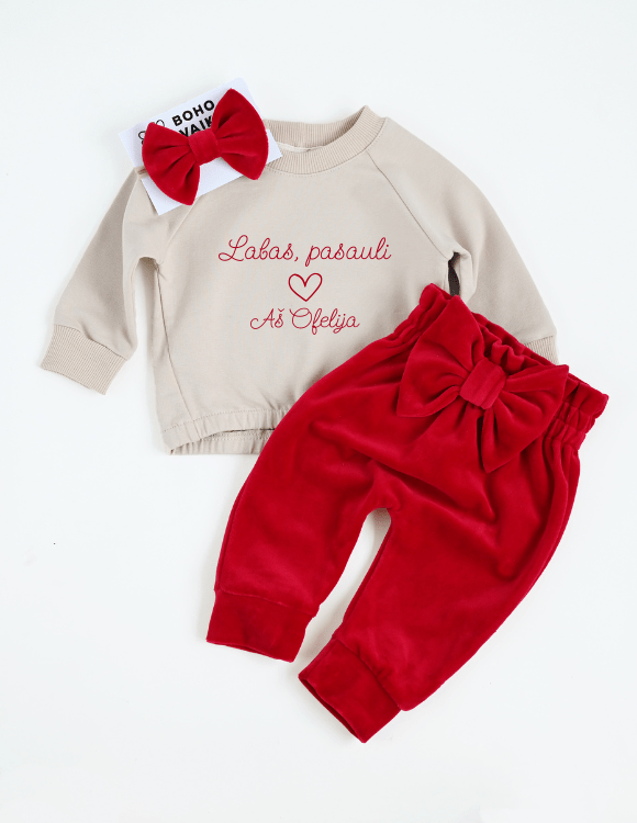 Personalizuotas naujagimio komplektas mergaitei "Labas, pasauli!" 3