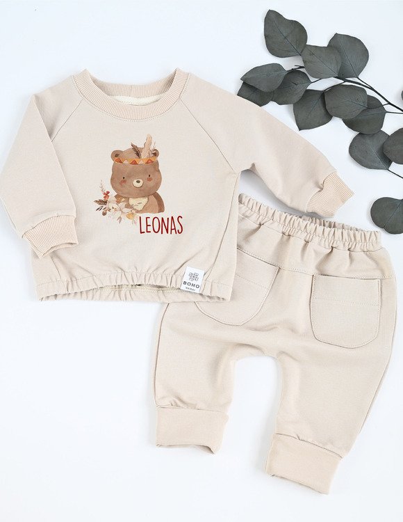 Personalizuotas komplektas vaikui "Boho meškutis"