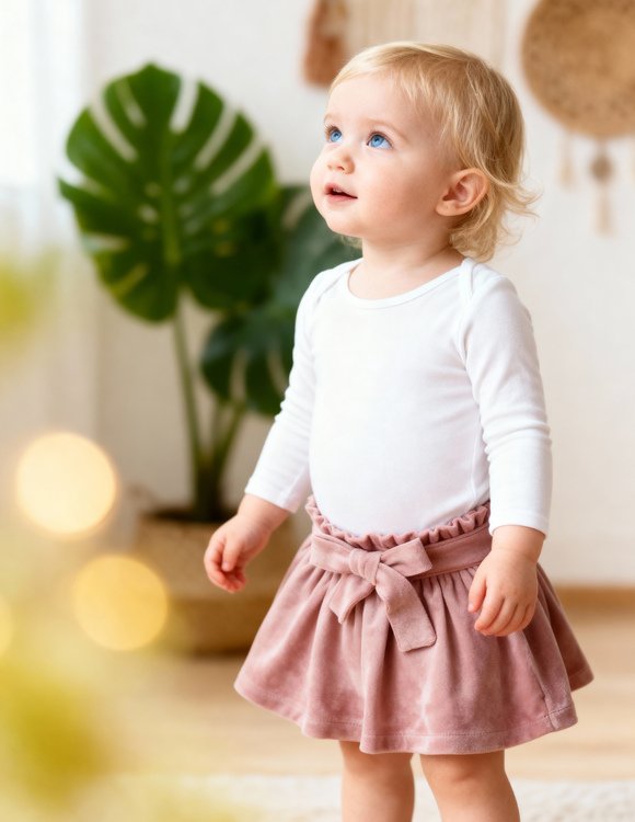 Pelenų rožės spalvos sijonas mergaitei "LIZA"  1