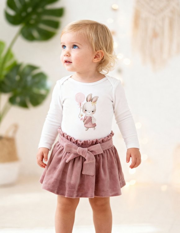 Pelenų rožės spalvos sijonas mergaitei "LIZA" 