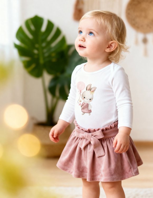 Pelenų rožės spalvos sijonas mergaitei "LIZA"  1