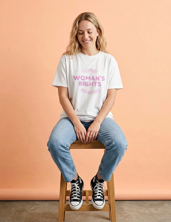 Moteriški marškinėliai "Womans right and wrongs"  1
