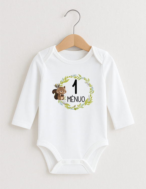 Smėlinukai kūdikiams su mėnesių užrašais "Voveriukas" (pasirinkite reikiamą mėnesį)