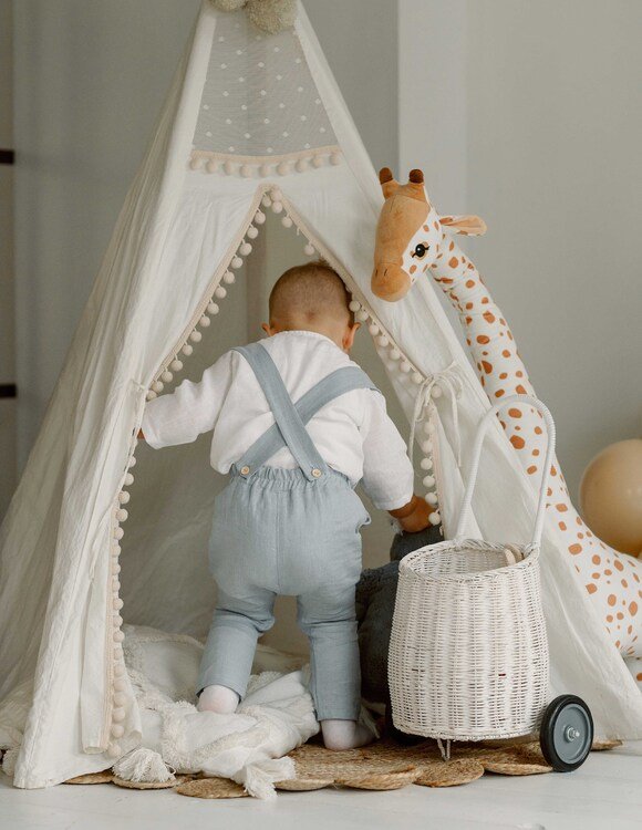 Žydras, lininis krikšto kostiumėlis berniukui "Jokūbas" (keturių dalių) 3