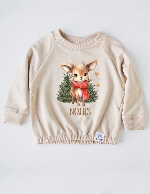 Personalizuotas kalėdinis džemperis vaikui "Žiemos elniukas"