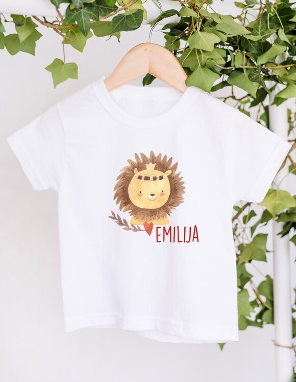 Vaikiški marškinėliai su pasirinktu vardu "Boho liūtas"