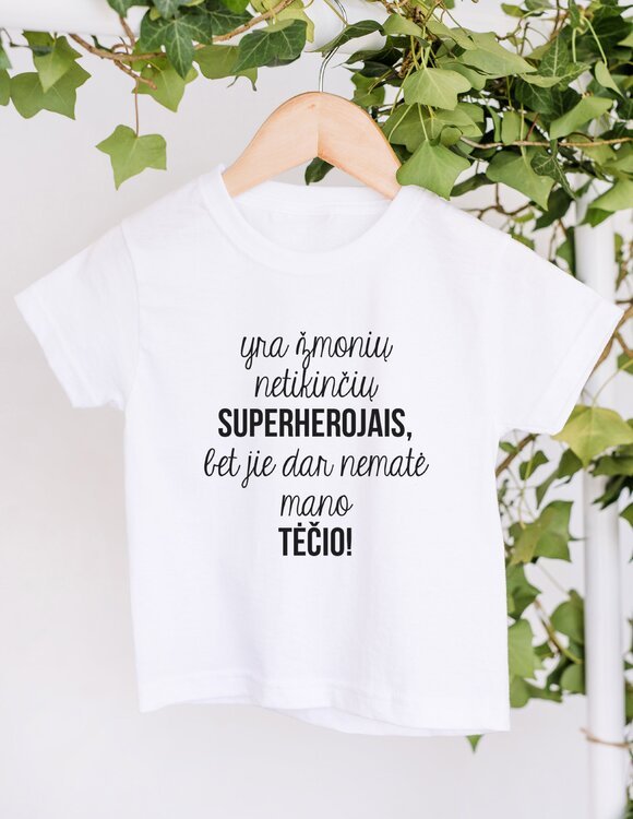 Vaikiški marškinėliai su užrašais "Tėtis Superherojus"